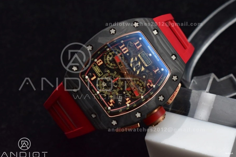 Best on KVF Chrono Rubber Crystal V2 Red Strap 1:1 NTPT Lotus Edition Dial RM011 A7750 1130